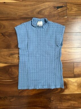 Industry Blue Textured Knit Cap-Sleeve Tank